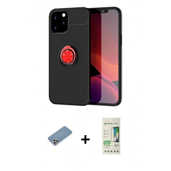 MARSİLYAN™- iPhone 12 Pro Max Kılıf Yankı Form Prime - Siyah 20D Premium Cam Ekran Koruyucu + Shine Kamera Lens Koruma Cam - GS