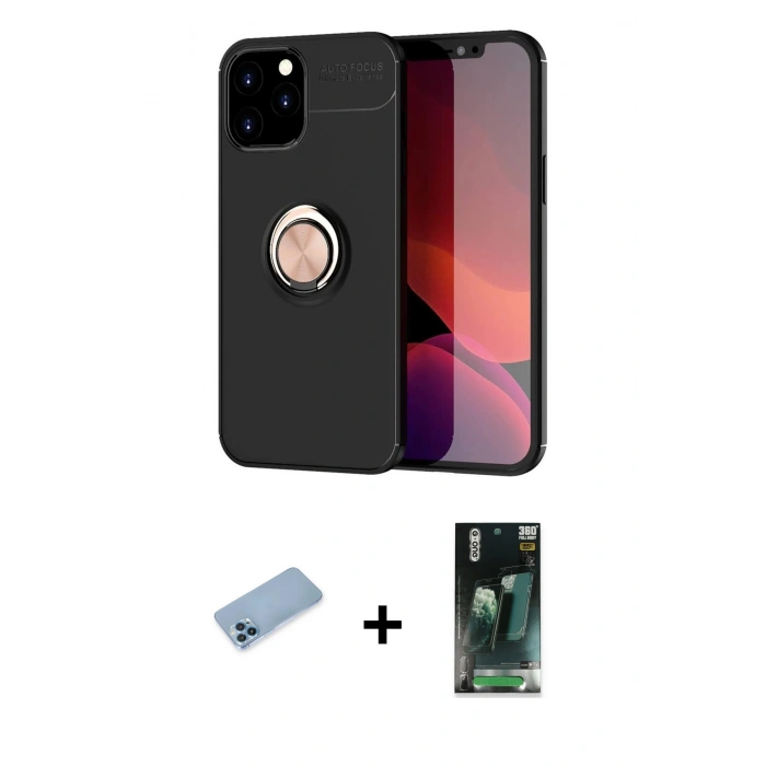 MARSİLYAN™- iPhone 12 Pro Max Kılıf Yankı Form Prime - Siyah 360 Mat Full Body Arka Koruyucu + Shine Kamera Lens Koruma Cam - MI