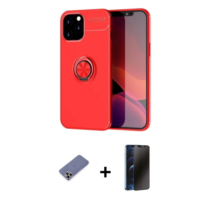 MARSİLYAN™- iPhone 12 Pro Max Kılıf Yankı Form Prime - Siyah 3D Antistatik Hayalet Cam Ekran Koruyucu + Metal Kamera Lens Koruma Cam - GD
