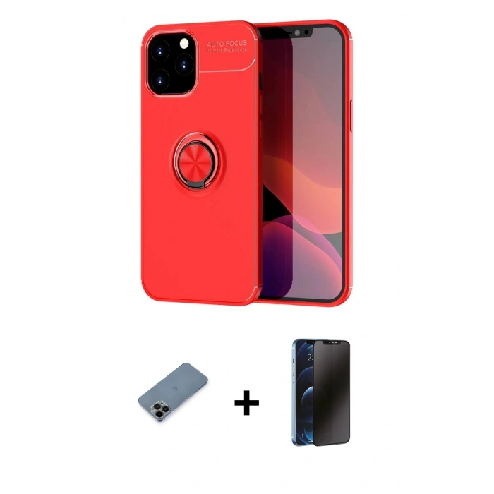 MARSİLYAN™- iPhone 12 Pro Max Kılıf Yankı Form Prime - Siyah 3D Antistatik Hayalet Cam Ekran Koruyucu + Shine Kamera Lens Koruma Cam - SH