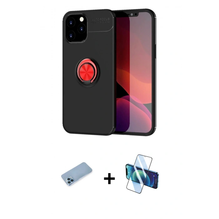 MARSİLYAN™- iPhone 12 Pro Max Kılıf Yankı Form Prime - Siyah 3D Antistatik Seramik Nano Ekran Koruyucu + Shine Kamera Lens Koruma Cam - MI