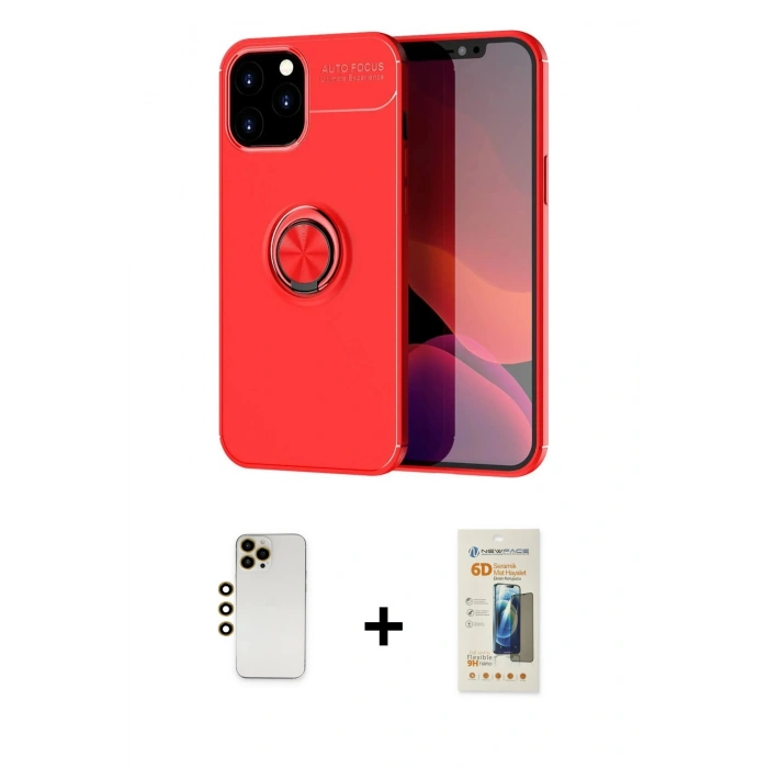 MARSİLYAN™- iPhone 12 Pro Max Kılıf Yankı Form Prime - Siyah 6D Mat Seramik Hayalet Nano Ekran Koruyucu + Shine Kamera Lens - GD