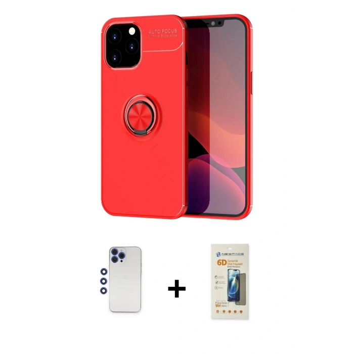 MARSİLYAN™- iPhone 12 Pro Max Kılıf Yankı Form Prime - Siyah 6D Mat Seramik Hayalet Nano Ekran Koruyucu + Shine Kamera Lens - LT