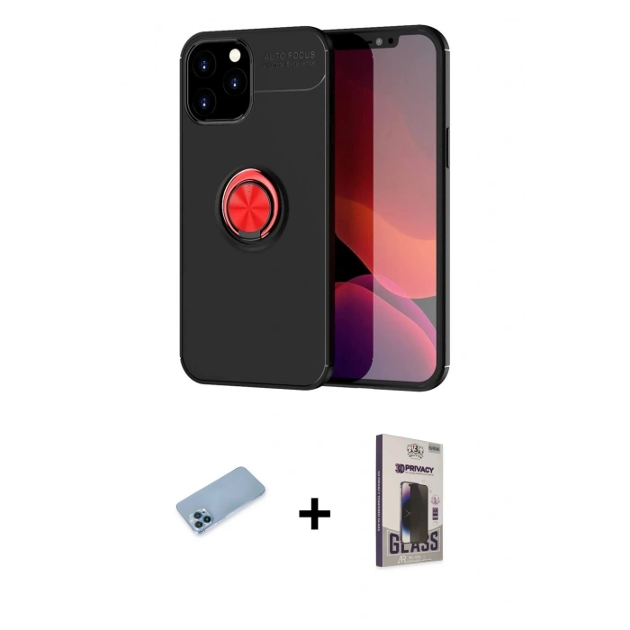 MARSİLYAN™- iPhone 12 Pro Max Kılıf Yankı Form Prime - Siyah Bilvis Hayalet Cam Ekran Koruyucu + Shine Kamera Lens Koruma Cam - MI