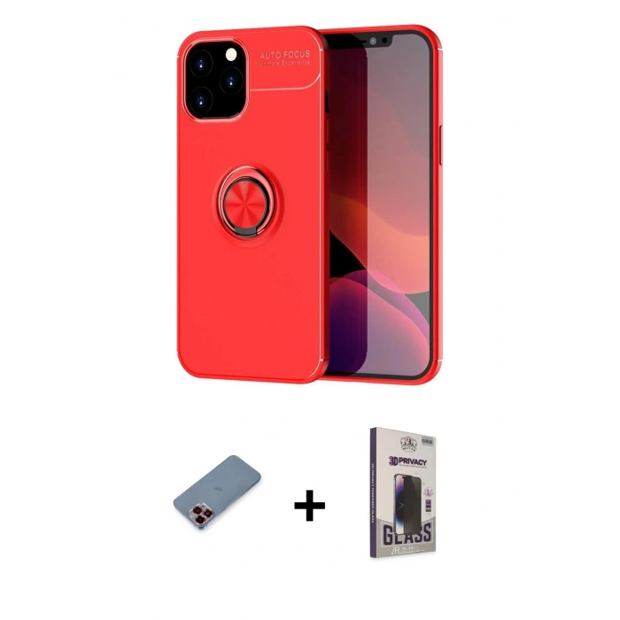 MARSİLYAN™- iPhone 12 Pro Max Kılıf Yankı Form Prime - Siyah Bilvis Hayalet Cam Ekran Koruyucu + Metal Kamera Lens Koruma Cam - KI