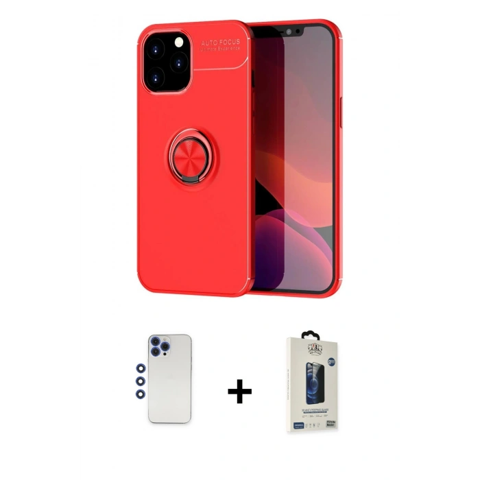 MARSİLYAN™- iPhone 12 Pro Max Kılıf Yankı Form Prime - Siyah Bilvis Hayalet Cam Ekran Koruyucu + Shine Kamera Lens - LT