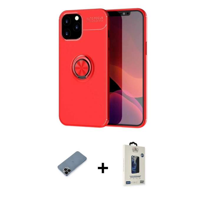 MARSİLYAN™- iPhone 12 Pro Max Kılıf Yankı Form Prime - Siyah Bilvis Hayalet Cam Ekran Koruyucu + Shine Kamera Lens Koruma Cam - SH