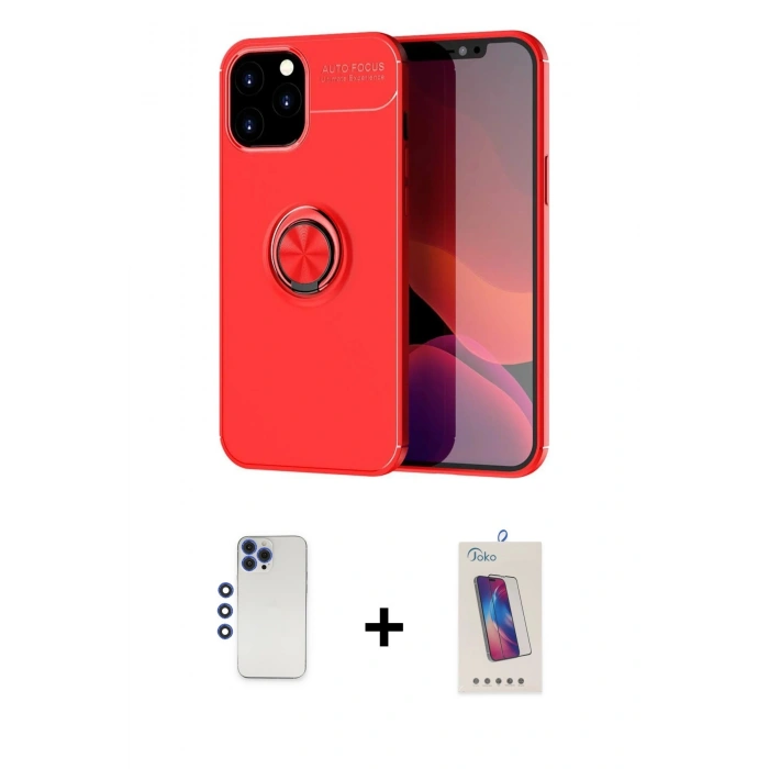 MARSİLYAN™- iPhone 12 Pro Max Kılıf Yankı Form Prime - Siyah Joko 5D Cam + Shine Kamera Lens - LT
