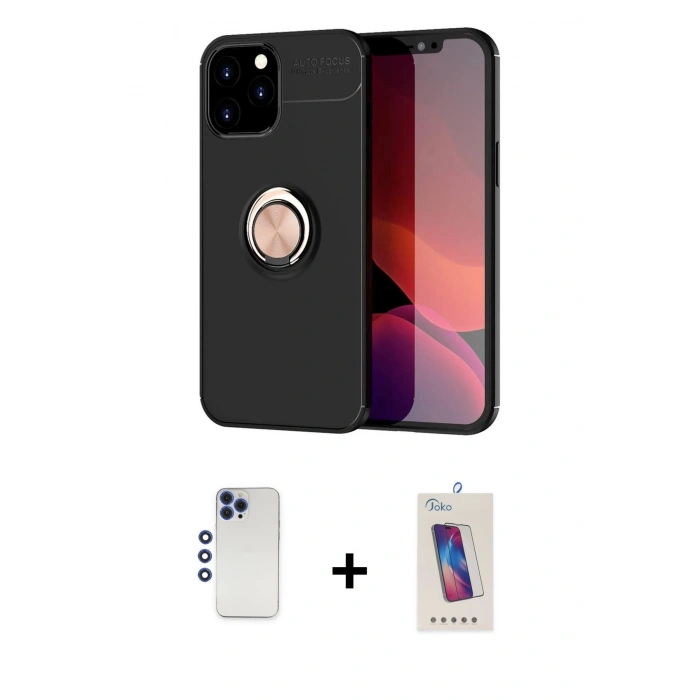 MARSİLYAN™- iPhone 12 Pro Max Kılıf Yankı Form Prime - Siyah Joko 5D Cam + Shine Kamera Lens - LT