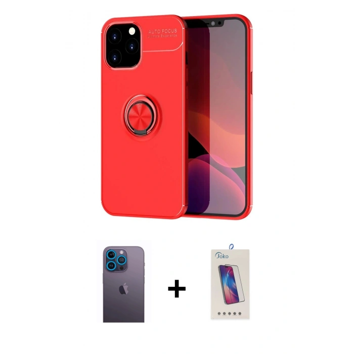 MARSİLYAN™- iPhone 12 Pro Max Kılıf Yankı Form Prime - Siyah Joko 5D Cam + Neon Fosforlu Kamera Lens - MI