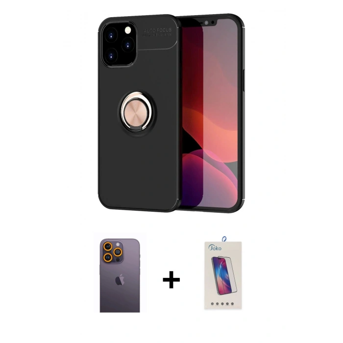 MARSİLYAN™- iPhone 12 Pro Max Kılıf Yankı Form Prime - Siyah Joko 5D Cam + Neon Fosforlu Kamera Lens - SI