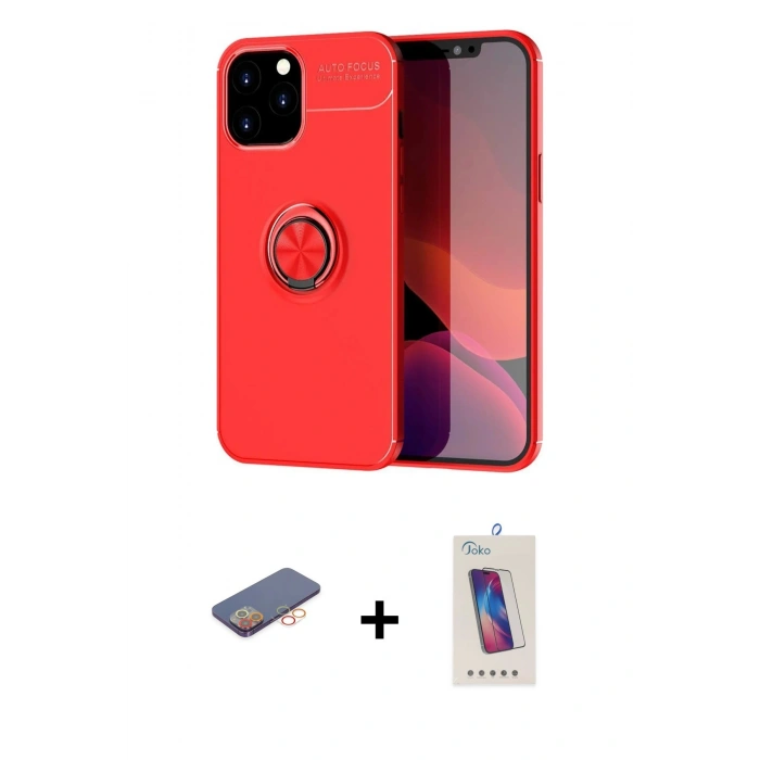 MARSİLYAN™- iPhone 12 Pro Max Kılıf Yankı Form Prime - Siyah Joko 5D Cam + Renkli Kamera Lens Koruma Cam - TU
