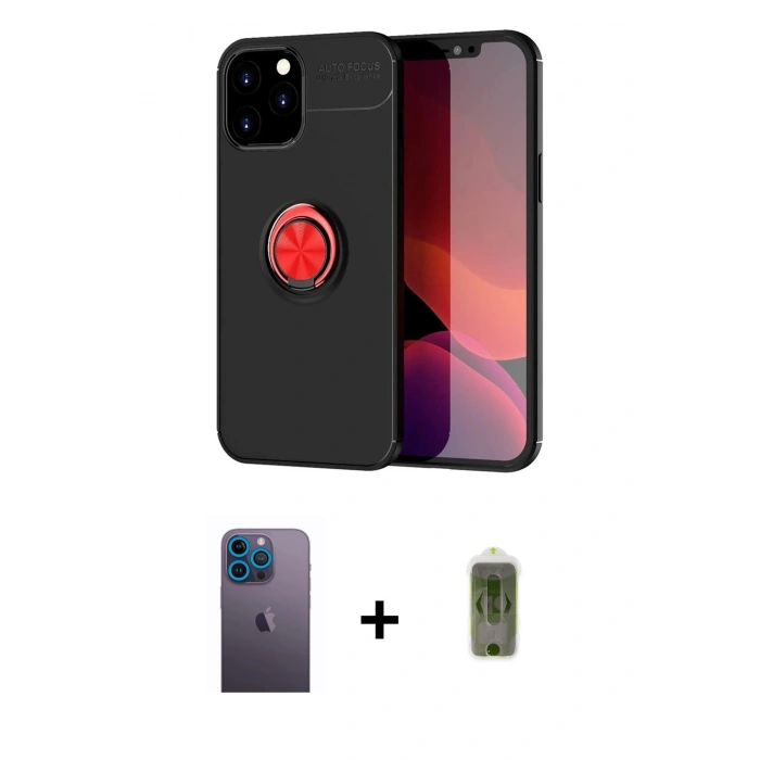 MARSİLYAN™- iPhone 12 Pro Max Kılıf Yankı Form Prime - Siyah Joko Magic 5D Hayalet Cam + Neon Fosforlu Kamera Lens - MI