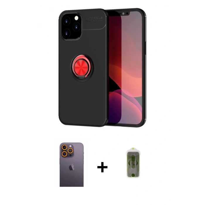 MARSİLYAN™- iPhone 12 Pro Max Kılıf Yankı Form Prime - Siyah Joko Magic 5D Hayalet Cam + Neon Fosforlu Kamera Lens - SI