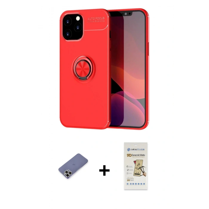 MARSİLYAN™- iPhone 12 Pro Max Kılıf Yankı Form Prime - Siyah Mat Seramik Nano Ekran Koruyucu + Metal Kamera Lens Koruma Cam - GD