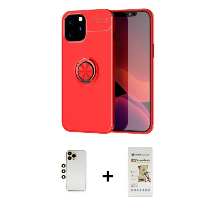 MARSİLYAN™- iPhone 12 Pro Max Kılıf Yankı Form Prime - Siyah Mat Seramik Nano Ekran Koruyucu + Shine Kamera Lens - GD