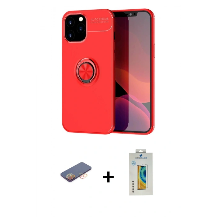 MARSİLYAN™- iPhone 12 Pro Max Kılıf Yankı Form Prime - Siyah Polymer Nano Ekran Koruyucu + Renkli Kamera Lens Koruma Cam - TU