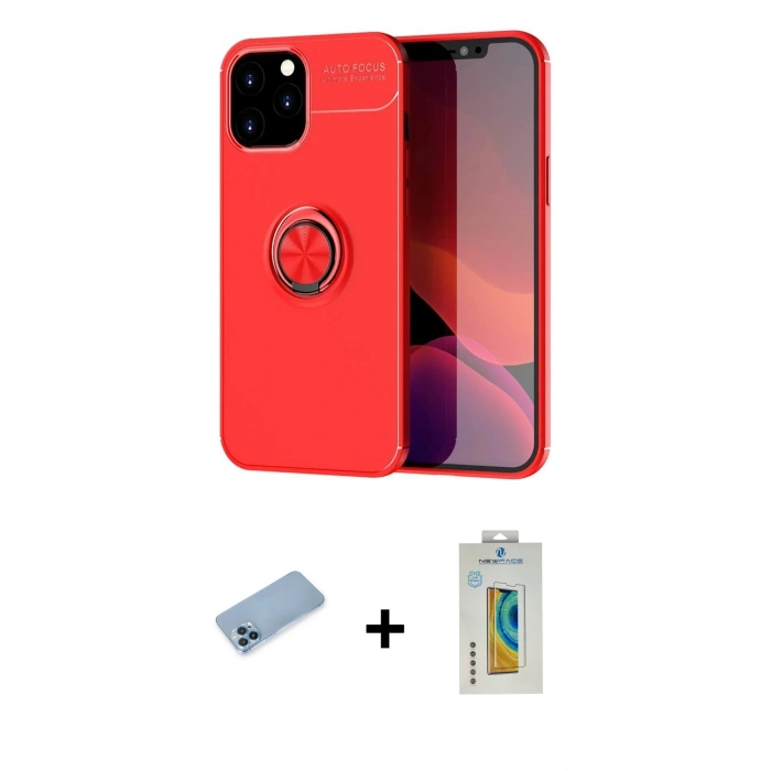 MARSİLYAN™- iPhone 12 Pro Max Kılıf Yankı Form Prime - Siyah Polymer Nano Ekran Koruyucu + Shine Kamera Lens Koruma Cam - MI