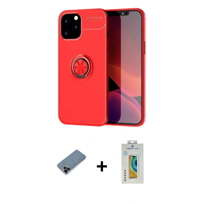 MARSİLYAN™- iPhone 12 Pro Max Kılıf Yankı Form Prime - Siyah Polymer Nano Ekran Koruyucu + Siyah Shine Kamera Lens Koruma Cam