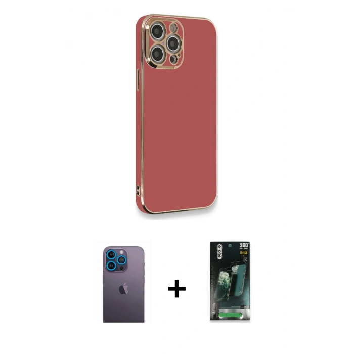MARSİLYAN™- iPhone 12 Pro Max Kılıf Yankı Serisi - Şeffaf 360 Full Body Arka Koruyucu + Neon Fosforlu Kamera Lens - MI
