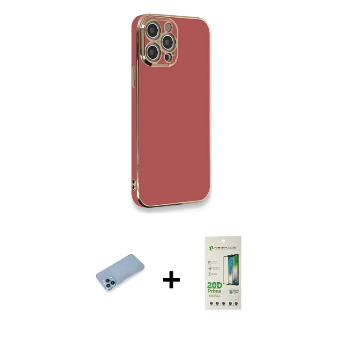 MARSİLYAN™- iPhone 12 Pro Max Kılıf Yankı Serisi - Siyah 20D Premium Cam Ekran Koruyucu + Shine Kamera Lens Koruma Cam - MI