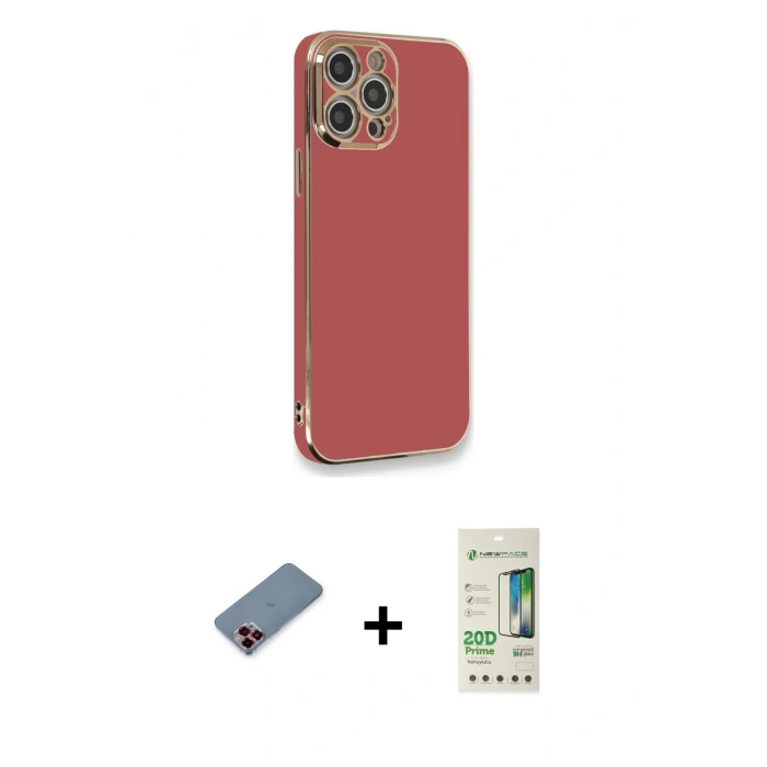 MARSİLYAN™- iPhone 12 Pro Max Kılıf Yankı Serisi - Siyah 20D Premium Cam Ekran Koruyucu + Metal Kamera Lens Koruma Cam - KI
