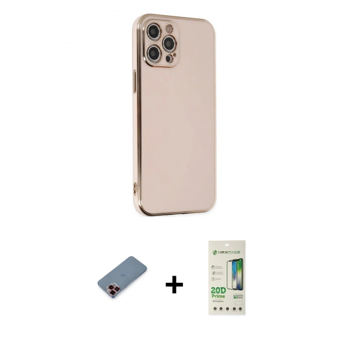 MARSİLYAN™- iPhone 12 Pro Max Kılıf Yankı Serisi - Siyah 20D Premium Cam Ekran Koruyucu + Metal Kamera Lens Koruma Cam - KI