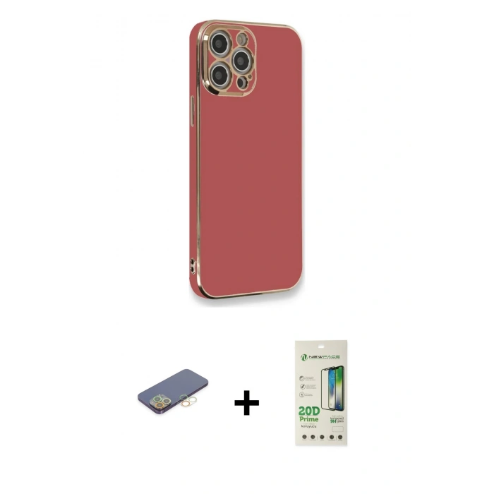 MARSİLYAN™- iPhone 12 Pro Max Kılıf Yankı Serisi - Siyah 20D Premium Cam Ekran Koruyucu + Renkli Kamera Lens Koruma Cam - SI