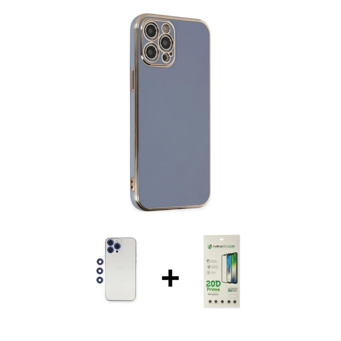 MARSİLYAN™- iPhone 12 Pro Max Kılıf Yankı Serisi - Siyah 20D Premium Cam Ekran Koruyucu + Shine Kamera Lens - LT