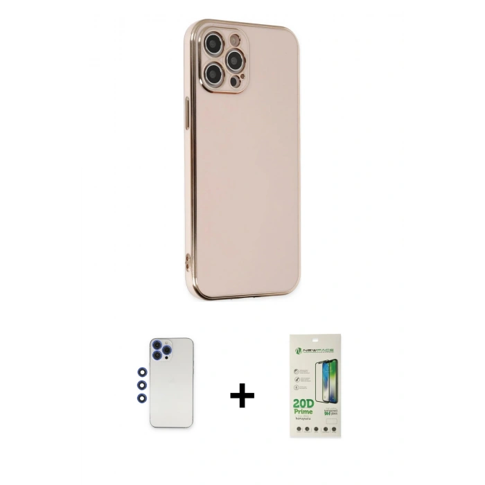 MARSİLYAN™- iPhone 12 Pro Max Kılıf Yankı Serisi - Siyah 20D Premium Cam Ekran Koruyucu + Shine Kamera Lens - LT