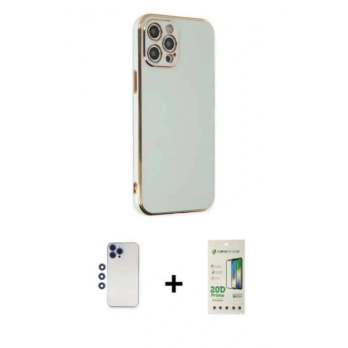 MARSİLYAN™- iPhone 12 Pro Max Kılıf Yankı Serisi - Siyah 20D Premium Cam Ekran Koruyucu + Shine Kamera Lens - LT