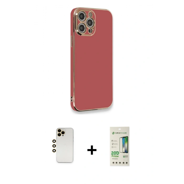 MARSİLYAN™- iPhone 12 Pro Max Kılıf Yankı Serisi - Siyah 20D Premium Cam Ekran Koruyucu + Shine Kamera Lens - GD