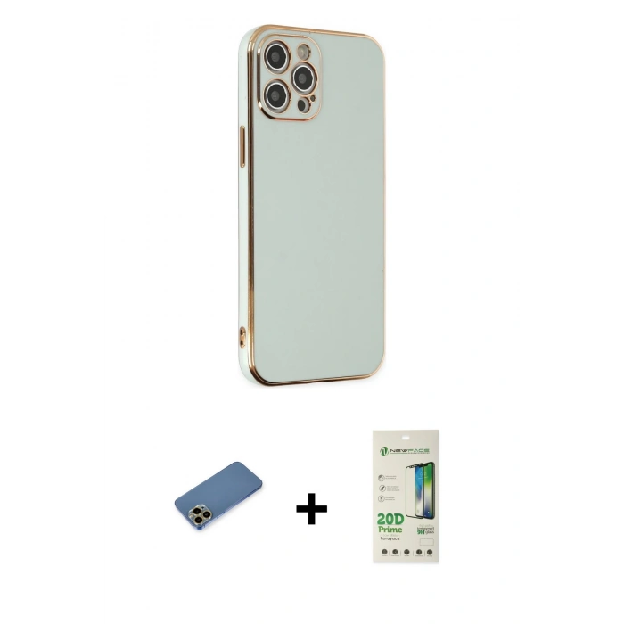 MARSİLYAN™- iPhone 12 Pro Max Kılıf Yankı Serisi - Siyah 20D Premium Cam Ekran Koruyucu + Shine Kamera Lens Koruma Cam - GD
