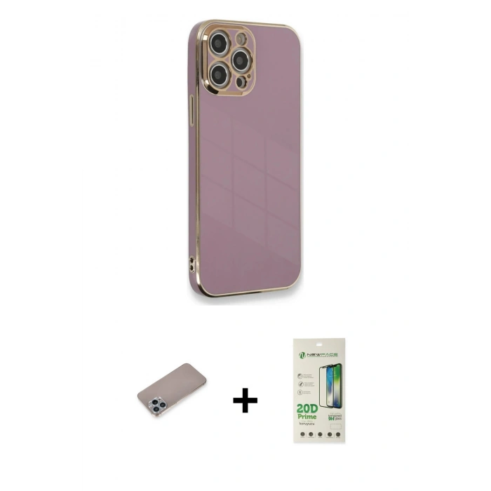MARSİLYAN™- iPhone 12 Pro Max Kılıf Yankı Serisi - Siyah 20D Premium Cam Ekran Koruyucu + Shine Kamera Lens Koruma Cam - SABE