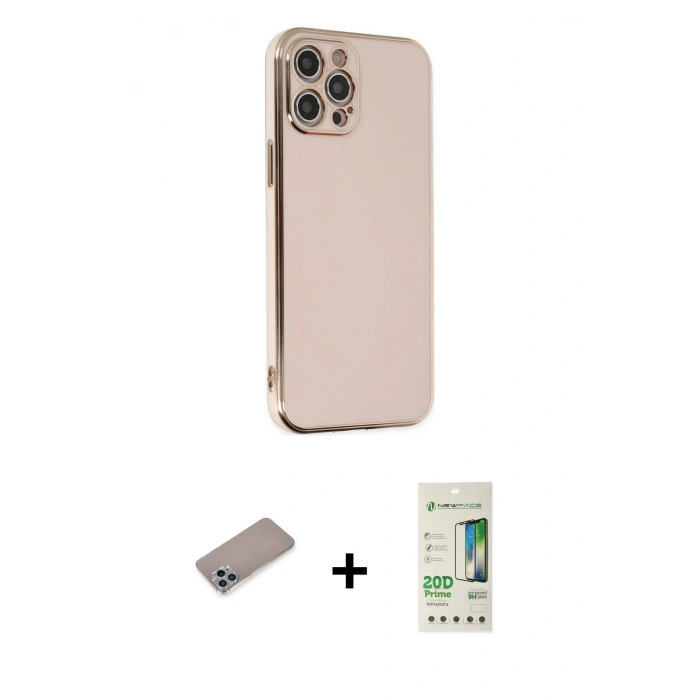 MARSİLYAN™- iPhone 12 Pro Max Kılıf Yankı Serisi - Siyah 20D Premium Cam Ekran Koruyucu + Shine Kamera Lens Koruma Cam - SABE