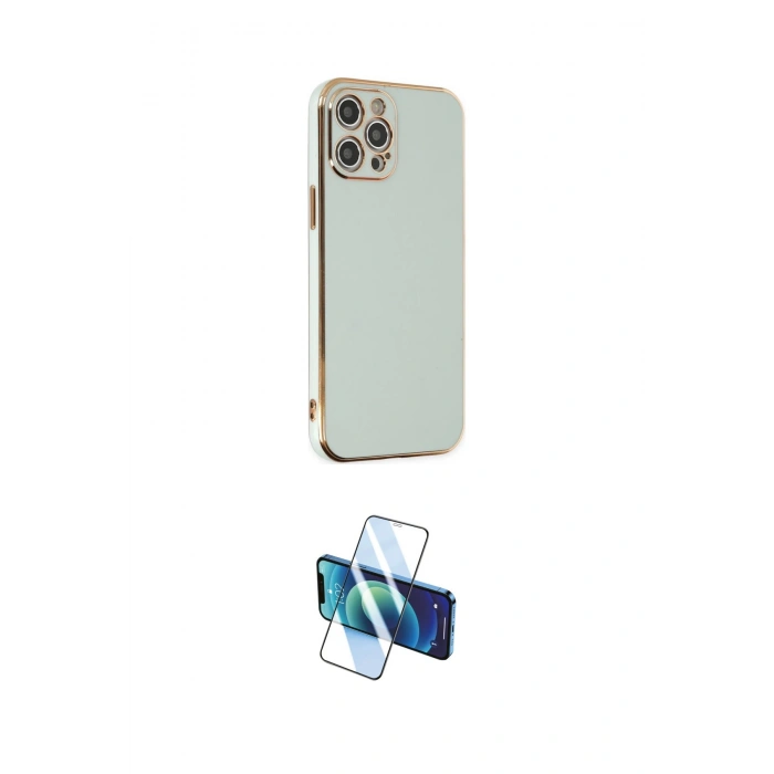 MARSİLYAN™- iPhone 12 Pro Max Kılıf Yankı Serisi - Siyah 3D Antistatik Cam Ekran Koruyucu