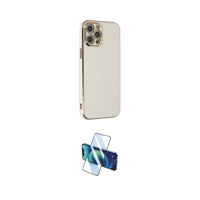 MARSİLYAN™- iPhone 12 Pro Max Kılıf Yankı Serisi - Siyah 3D Antistatik Cam Ekran Koruyucu