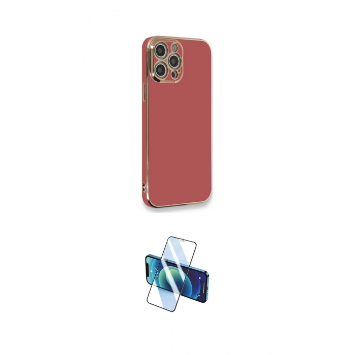MARSİLYAN™- iPhone 12 Pro Max Kılıf Yankı Serisi - Siyah 3D Antistatik Cam Ekran Koruyucu