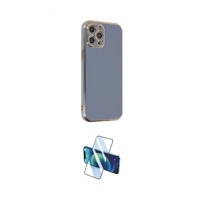 MARSİLYAN™- iPhone 12 Pro Max Kılıf Yankı Serisi - Siyah 3D Antistatik Cam Ekran Koruyucu