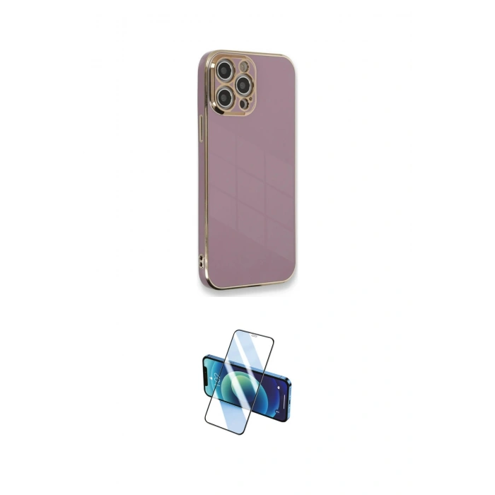 MARSİLYAN™- iPhone 12 Pro Max Kılıf Yankı Serisi - Siyah 3D Antistatik Cam Ekran Koruyucu