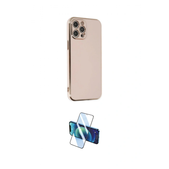 MARSİLYAN™- iPhone 12 Pro Max Kılıf Yankı Serisi - Siyah 3D Antistatik Cam Ekran Koruyucu