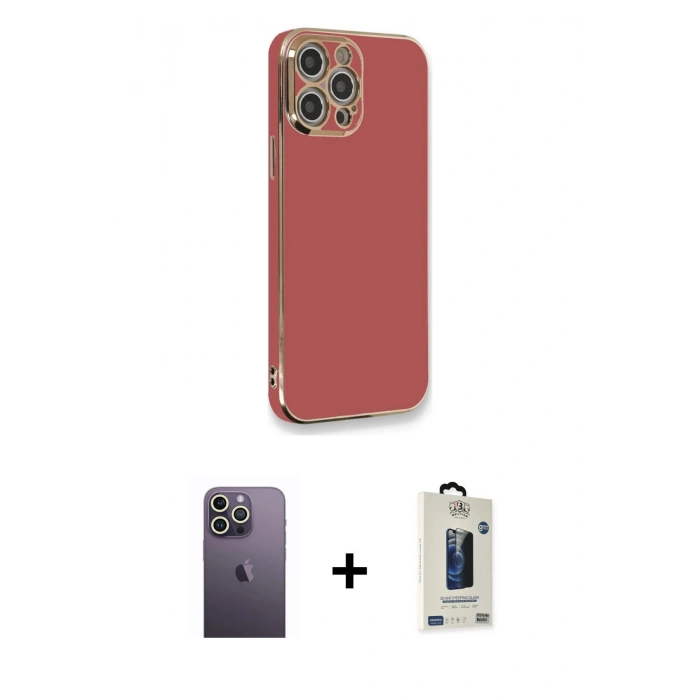 MARSİLYAN™- iPhone 12 Pro Max Kılıf Yankı Serisi - Siyah Bilvis Hayalet Cam Ekran Koruyucu + Neon Fosforlu Kamera Lens - BZ