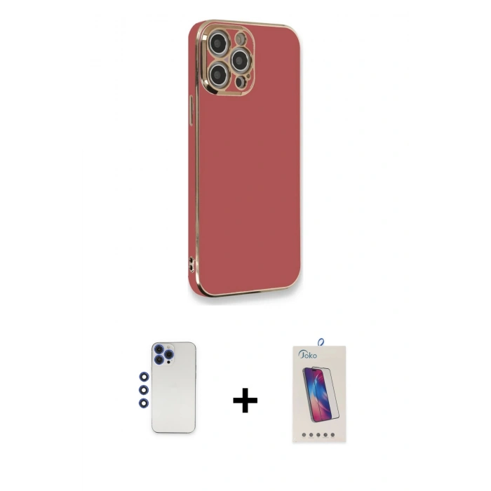 MARSİLYAN™- iPhone 12 Pro Max Kılıf Yankı Serisi - Siyah Joko 5D Cam + Shine Kamera Lens - LT