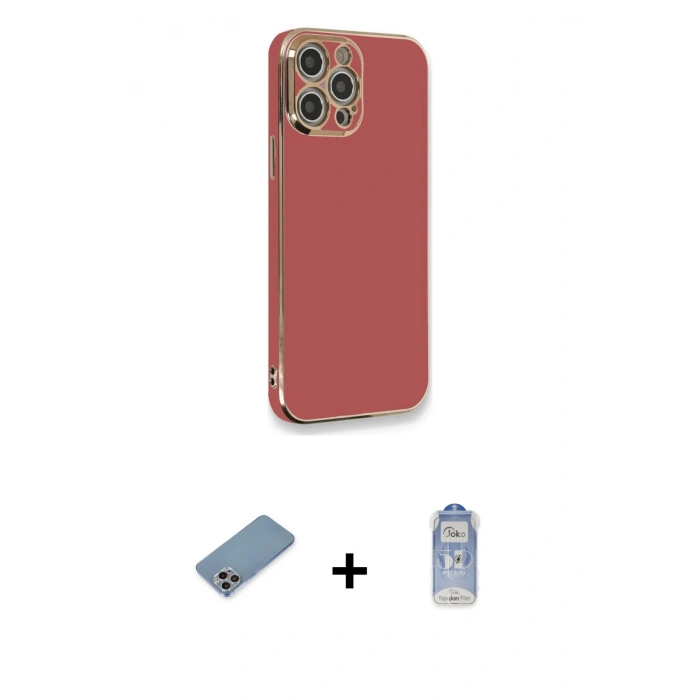 MARSİLYAN™- iPhone 12 Pro Max Kılıf Yankı Serisi - Siyah Joko Magic 5D Cam + Shine Kamera Lens Koruma Cam - GI