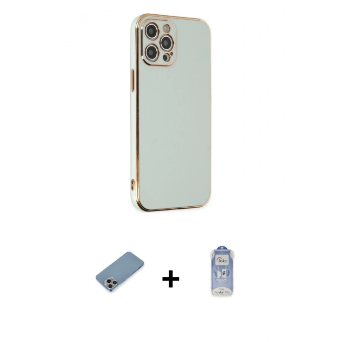 MARSİLYAN™- iPhone 12 Pro Max Kılıf Yankı Serisi - Siyah Joko Magic 5D Cam + Shine Kamera Lens Koruma Cam - GI