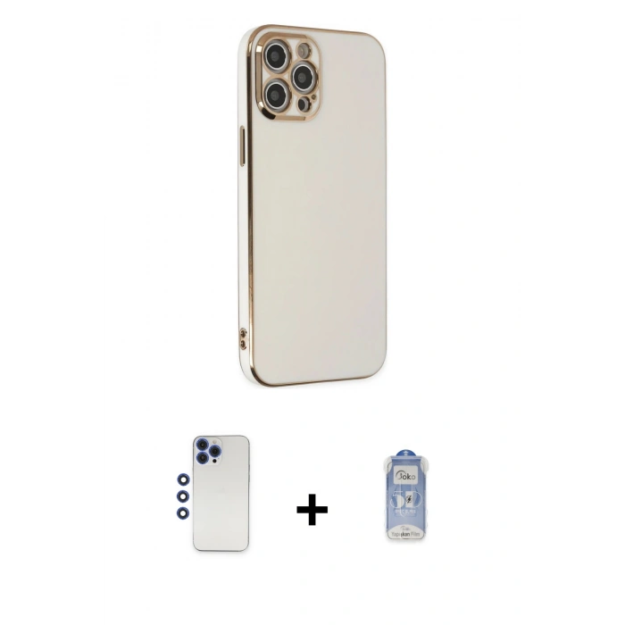 MARSİLYAN™- iPhone 12 Pro Max Kılıf Yankı Serisi - Siyah Joko Magic 5D Cam + Shine Kamera Lens - LT