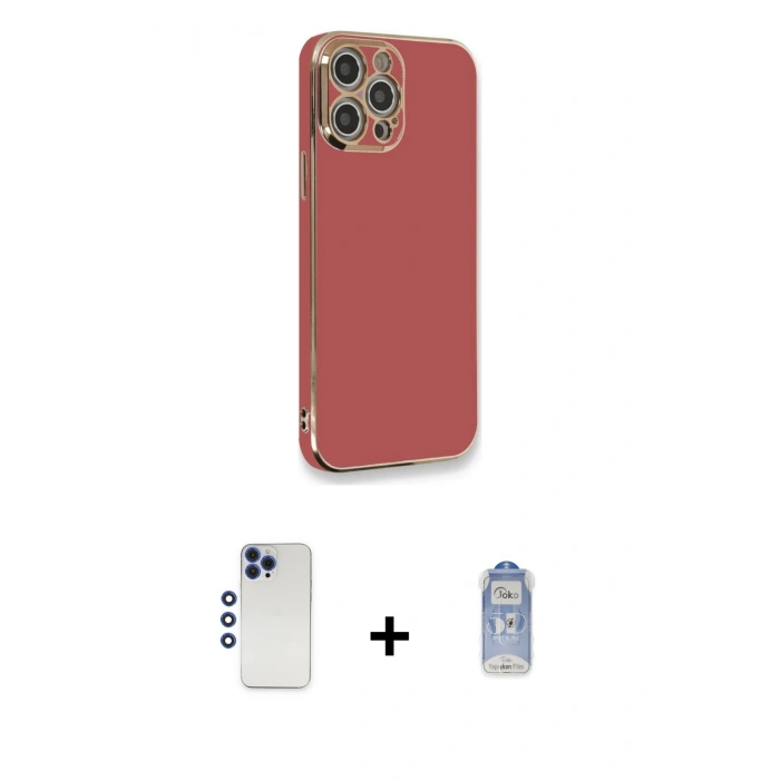 MARSİLYAN™- iPhone 12 Pro Max Kılıf Yankı Serisi - Siyah Joko Magic 5D Cam + Shine Kamera Lens - LT