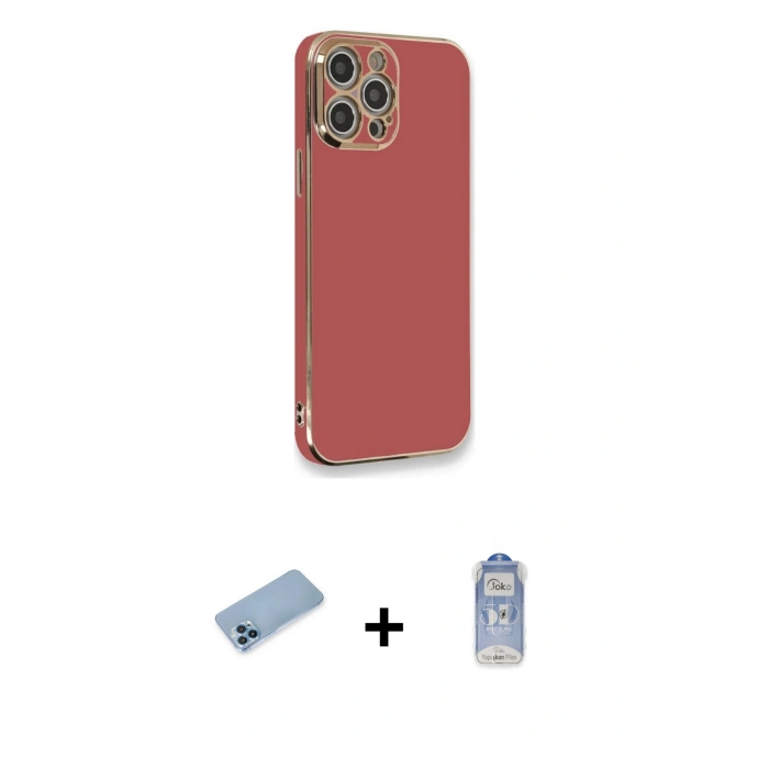 MARSİLYAN™- iPhone 12 Pro Max Kılıf Yankı Serisi - Siyah Joko Magic 5D Cam + Shine Kamera Lens Koruma Cam - MI