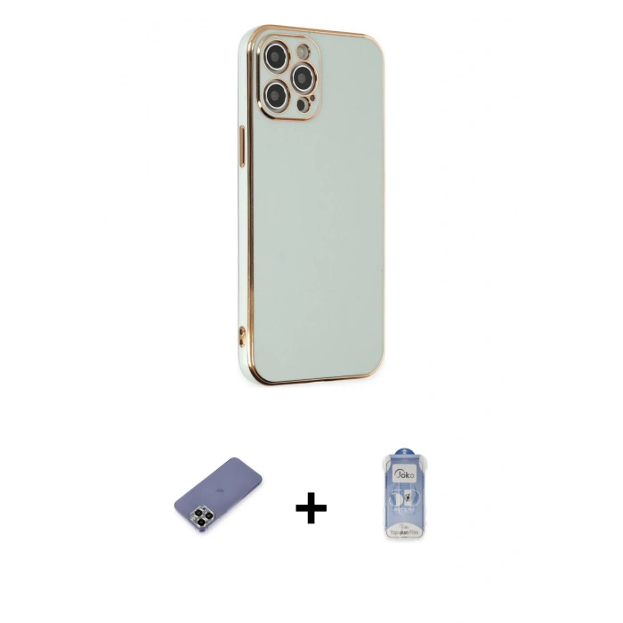 MARSİLYAN™- iPhone 12 Pro Max Kılıf Yankı Serisi - Siyah Joko Magic 5D Cam + Metal Kamera Lens Koruma Cam - GD