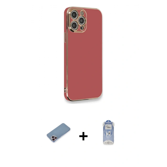MARSİLYAN™- iPhone 12 Pro Max Kılıf Yankı Serisi - Siyah Joko Magic 5D Cam + Shine Kamera Lens Koruma Cam - PE